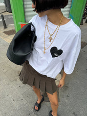 HEART TEE - WHITE TEE BLACK HEART