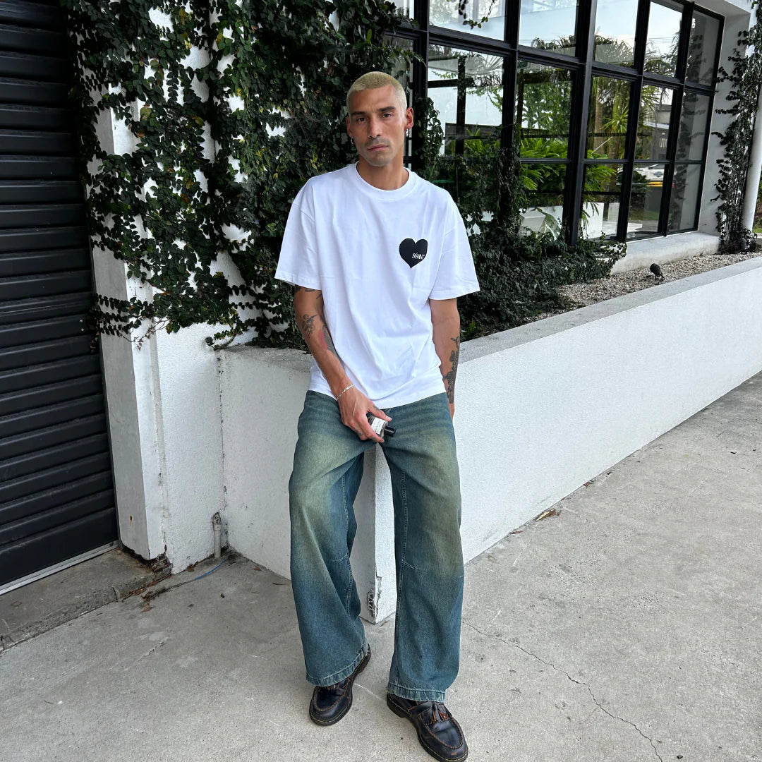 HEART TEE - WHITE TEE BLACK HEART