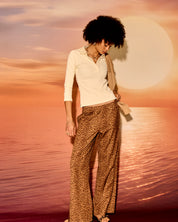 The Upside Animal print Javan Juliet Pant - Leopard model shot