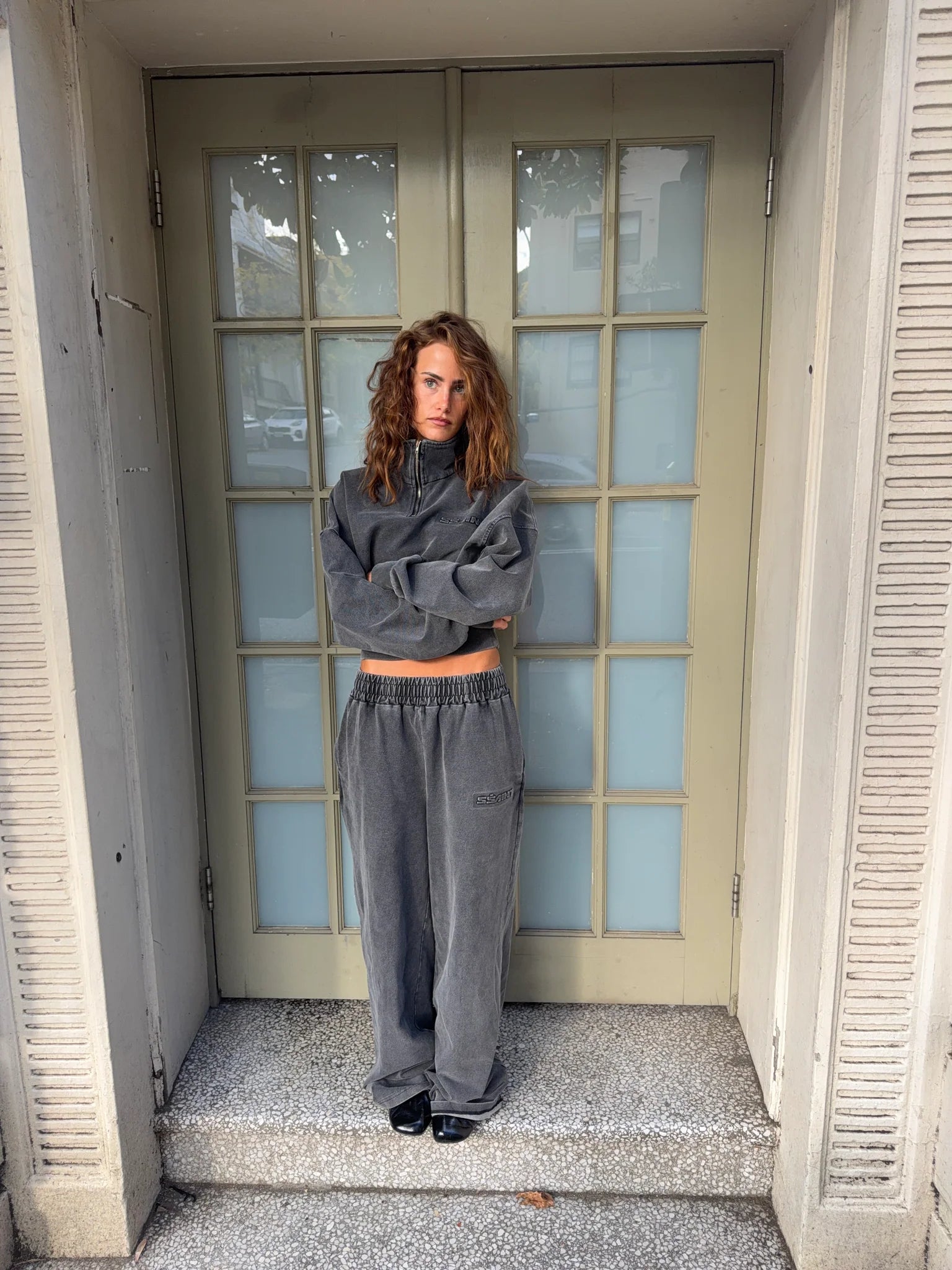 SSAINT Acid Wash Trackpant — Charcoal