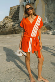 Tropiques Terry Dress Apple Red - Araminta James