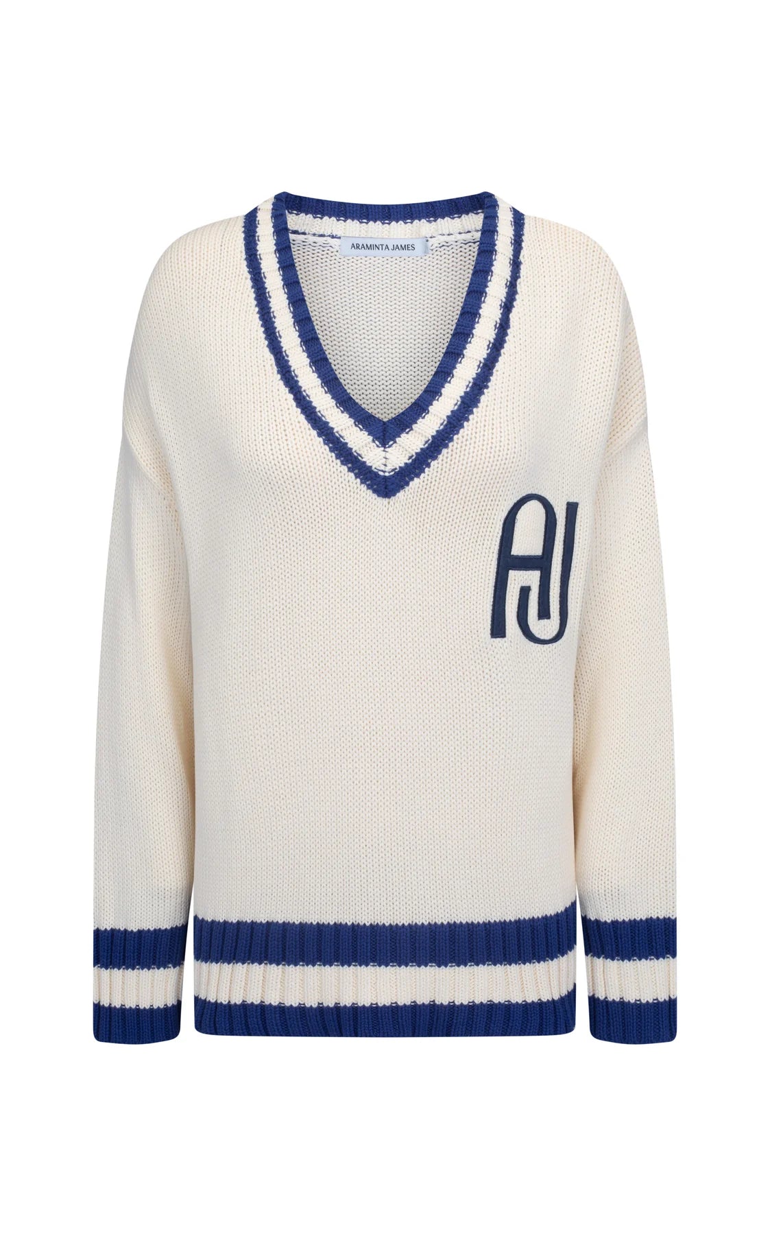 Araminta James AJ V-Neck Knit Sweater Coconut
