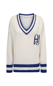 Araminta James AJ V-Neck Knit Sweater Coconut