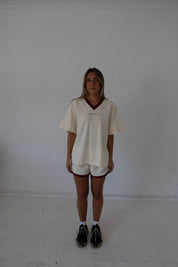 SSAINT REFLECTIVE V NECK TEE BUTTER **PRE ORDER**