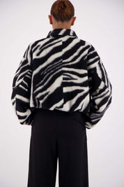 Jasmine Alexa Bailey Bomber Jacket Zebra, back view, drop shoulder construction
