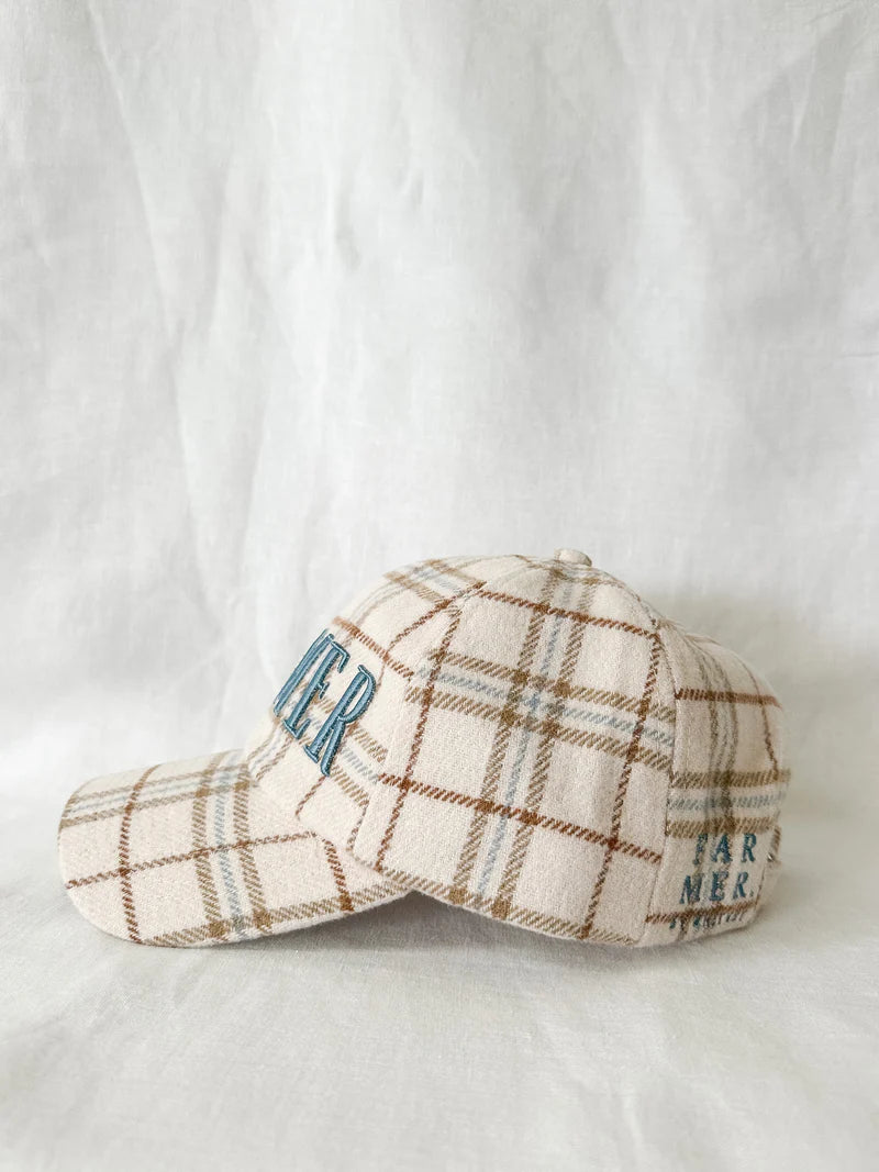 Neutral Plaid Cap -Whitney Spicer Art