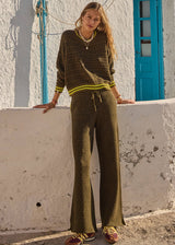 The Upside Castilla Clementine Knit Crew | Olive Monogram Sweater