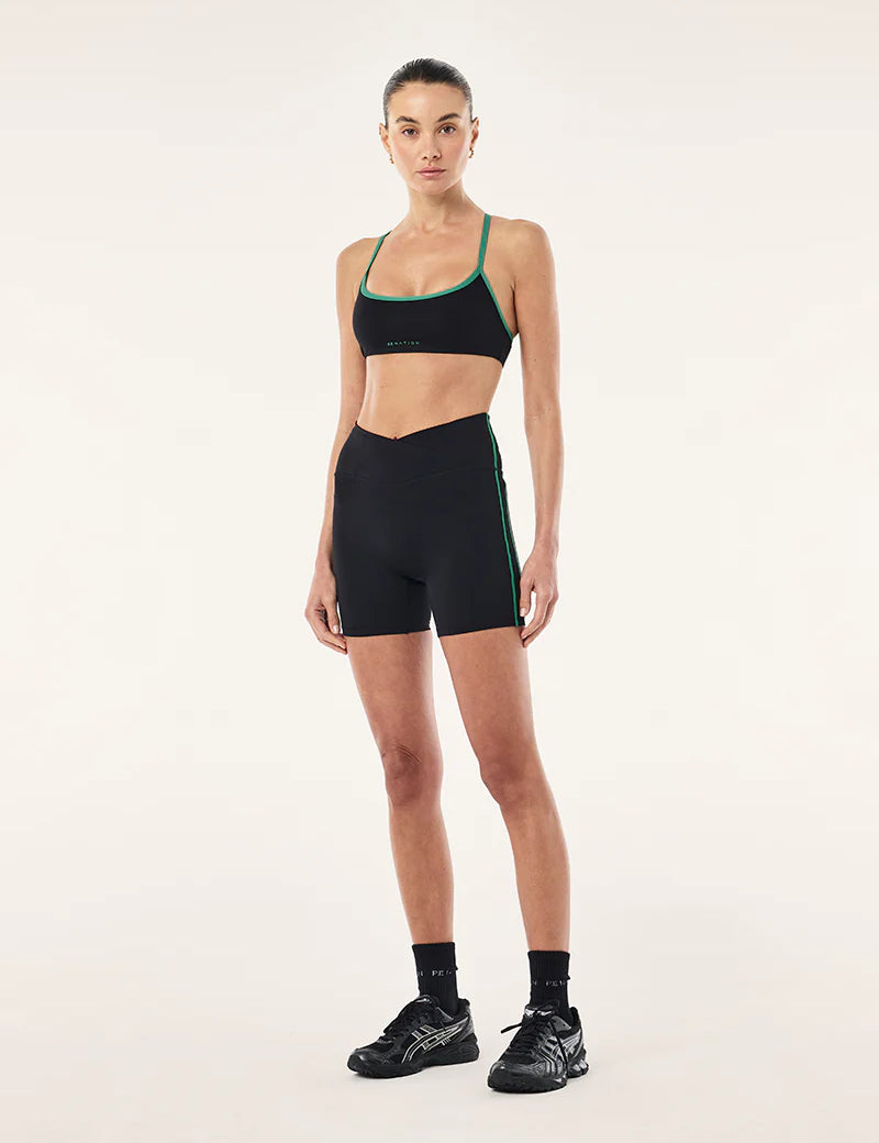 PE Nation Clarity 5" Bike Short in black & amazon, front view
