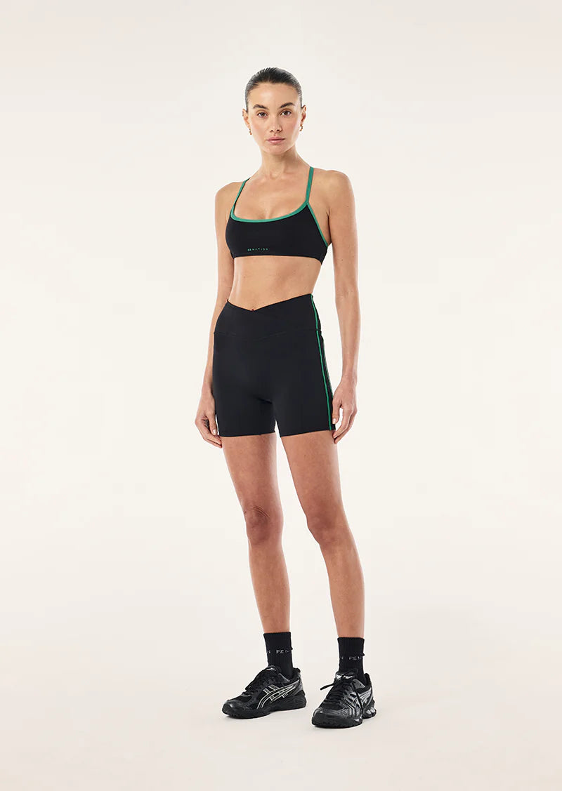 PE Nation Clarity 5" Bike Short in black & amazon, front view