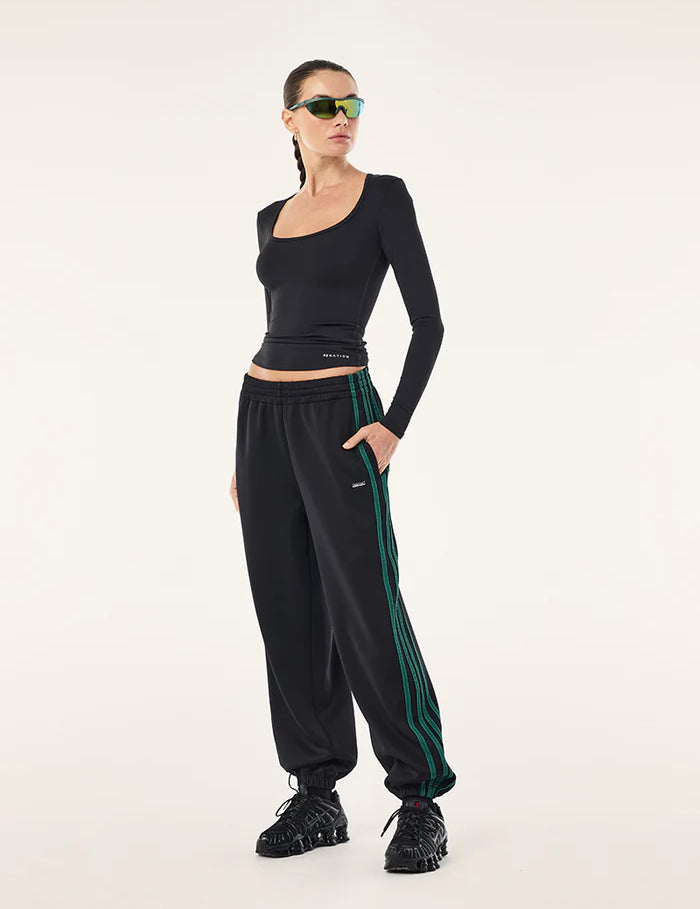 PE Nation Clarity Trackpant in black, side profile, regular fit