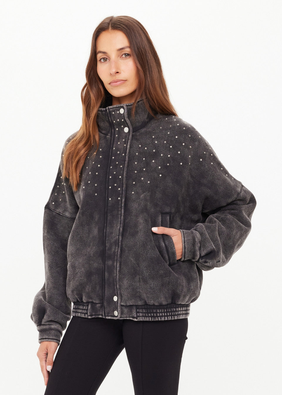 The Upside Cosmic Carmen Moto Jacket – Washed Black