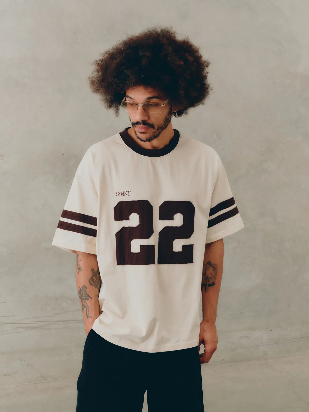 SSAINT 22 MOTION TEE - CREAM & ESPRESSO **PRE ORDER **