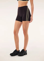 P.E Nation Cypher Bike Short in Black Bean & Soft Yellow