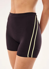 P.E Nation Cypher Bike Short in Black Bean & Soft Yellow