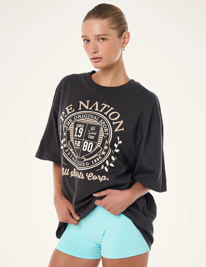 P.E Nation The Defend Tee Smokestone women’s oversized fashion tee
