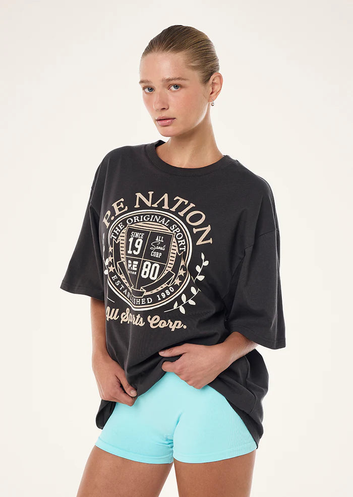 P.E Nation The Defend Tee Smokestone women’s oversized fashion tee

