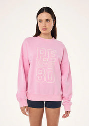 PE Nation Elysian Sweat in Washed Prism Pink oversized organic cotton fleece sweat