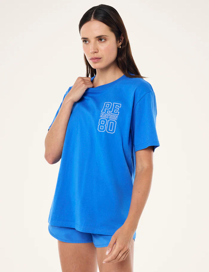 PE Nation Elysian Tee Palace Blue relaxed fit organic cotton t-shirt