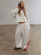 ŚSAINT Cropped Hoodie — Grey/Red