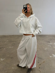 ŚSAINT Cropped Hoodie — Grey/Red
