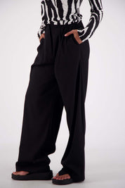 Jasmine Alexa Gigi Trouser Black, side view, belt loops, relaxed tailored fit