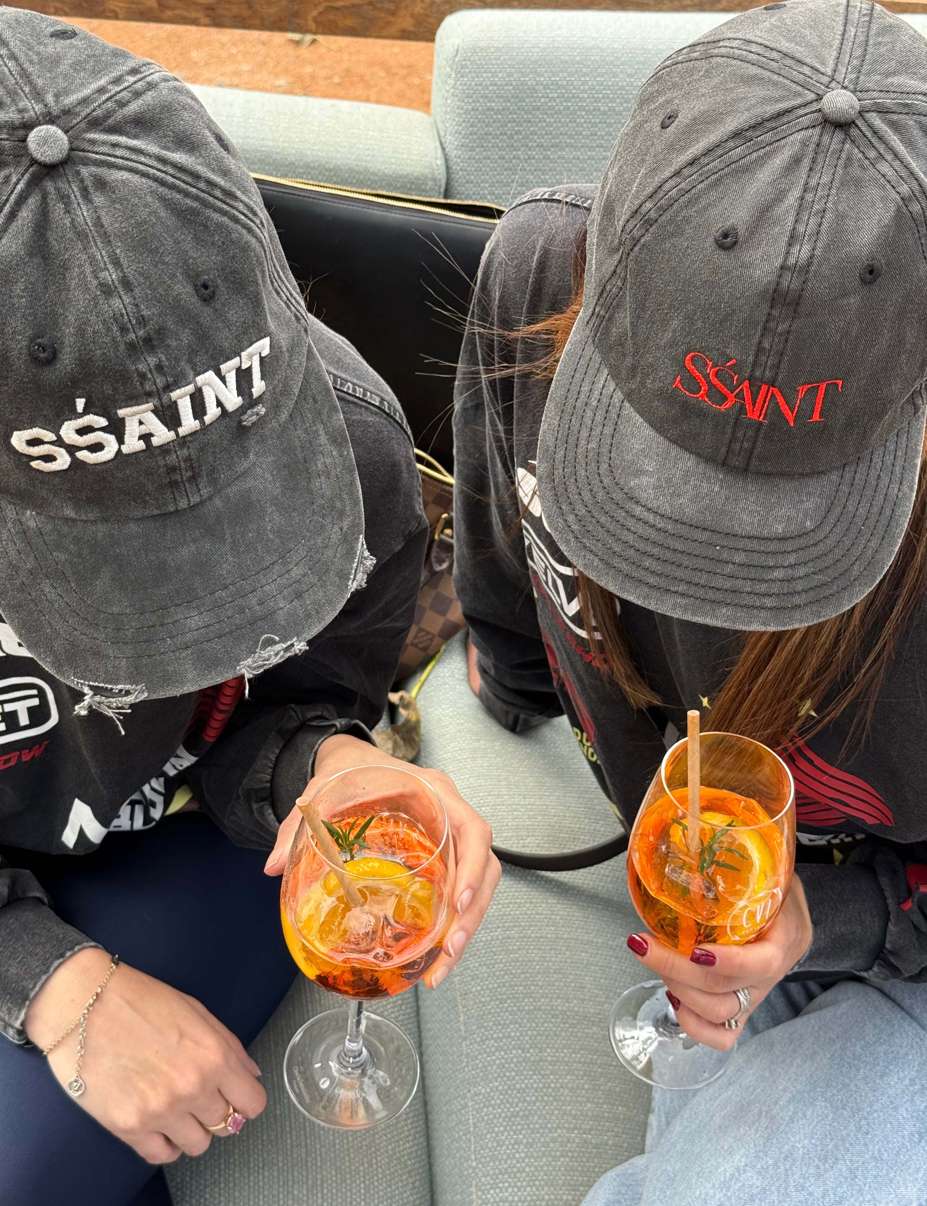 ssaint cap cherry logo classic cap and acid wash with creme logo cap