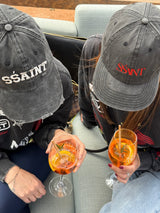 SSAINT Cap — Acid Wash Black & Cherry Logo