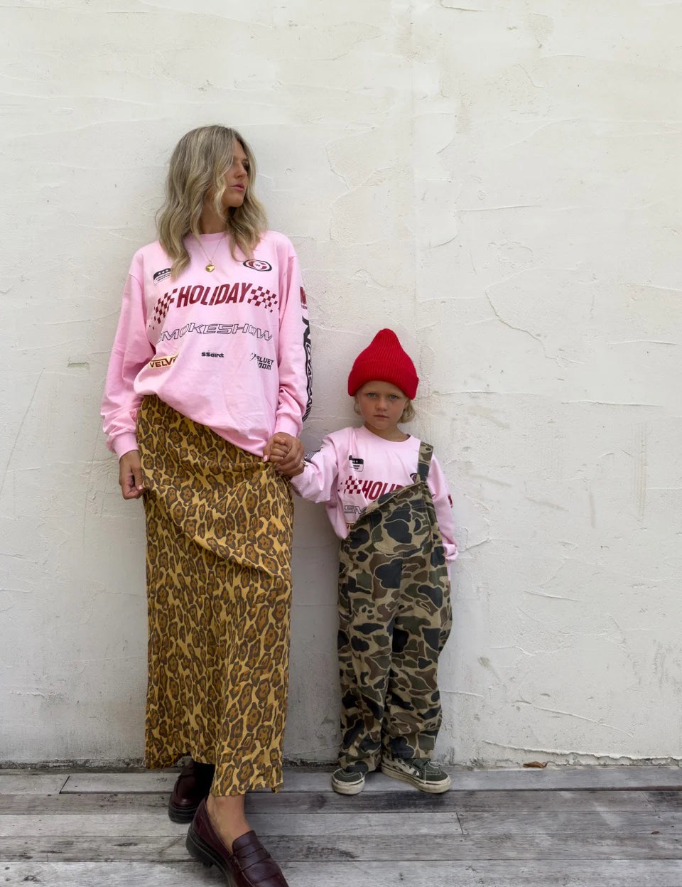 Ssaint adult and kids Moto Tee in matching pink, Mother's Day mini me set, Wild West Sisters