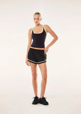 P.E Nation Stride Running Short in Black Bean & Soft Yellow