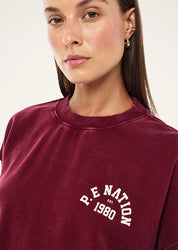 P.E Nation Swerve 2.0 Sweat Washed Cabernet ribbed cuff and hem detail