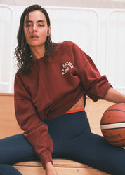 P.E Nation Swerve 2.0 Sweat Washed Cabernet oversized cotton fleece front view