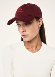 P.E Nation Heads Up Cap Cabernet Strawberry cotton unstructured cap front view