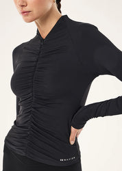 PE Nation Off Duty Long Sleeve Top in black, side profile, slim fit