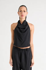 PFEIFFER PINO COWL NECK TOP | BLACK