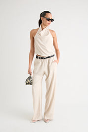 PINO COWL NECK TOP | NATURAL