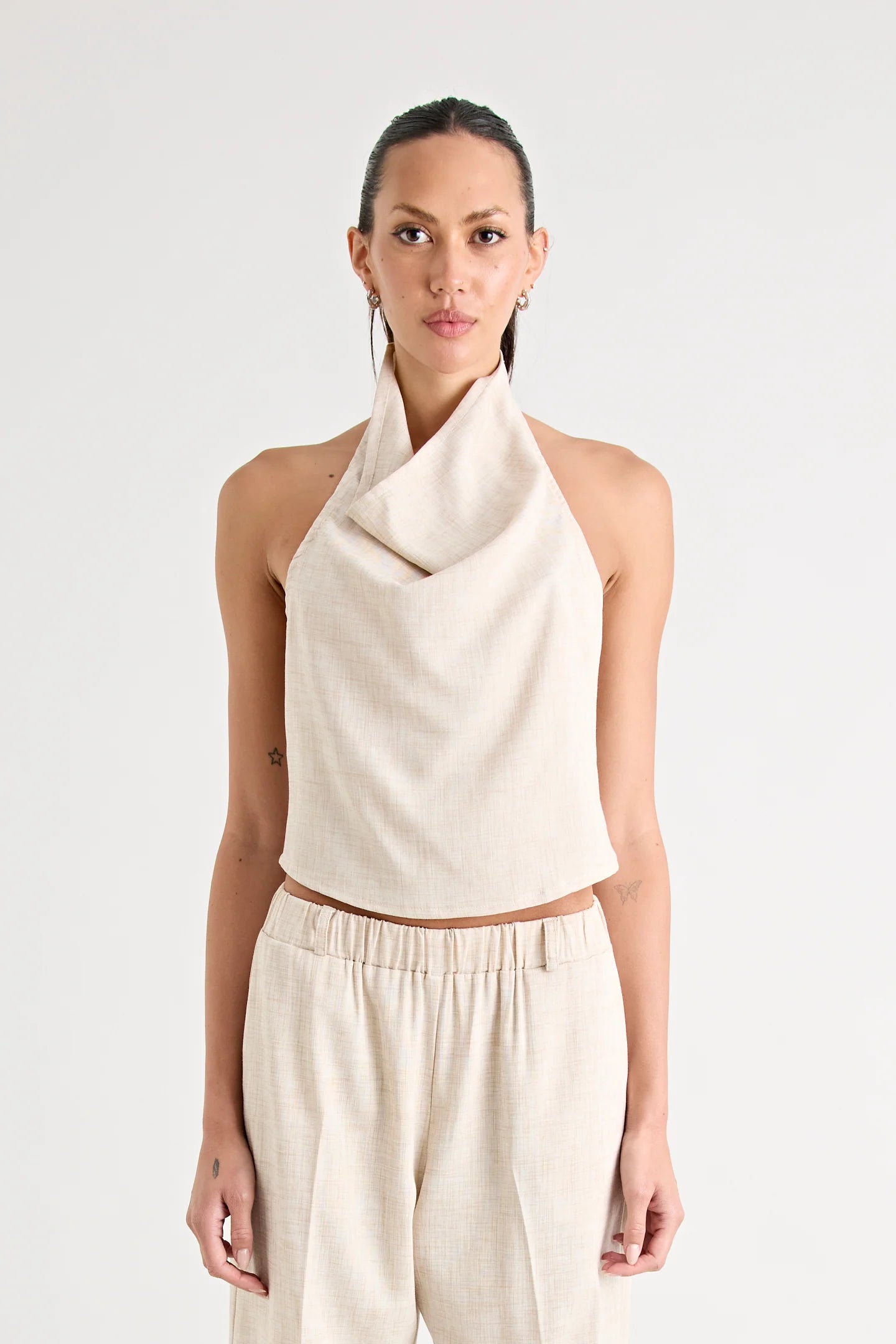 PINO COWL NECK TOP | NATURAL