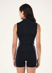 Back view of PE Nation Routine Quarter Zip Tank in Active Lite fabrication