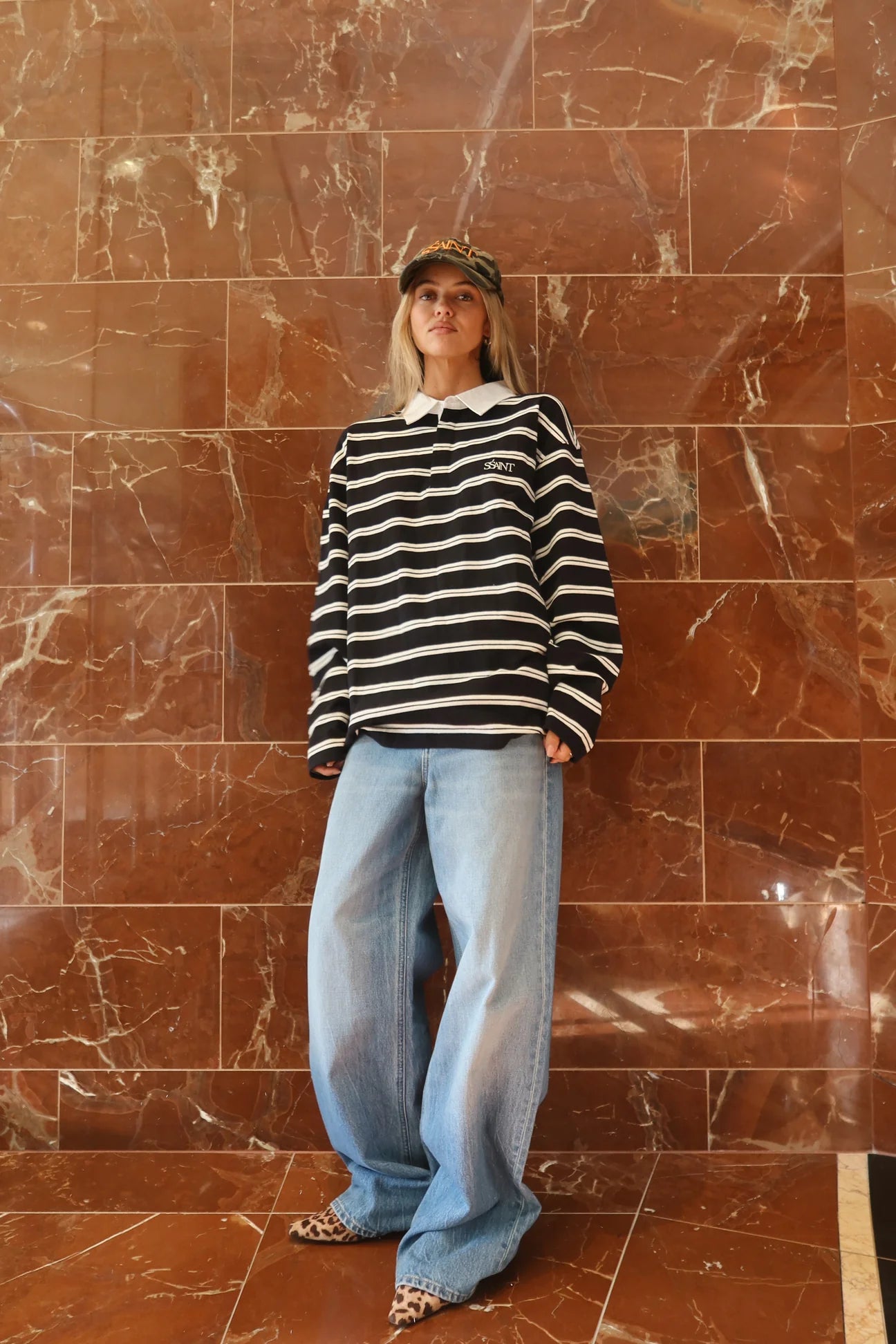 Dylan Rugby Polo — Black & White Stripe