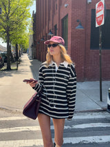 Dylan Rugby Polo — Black & White Stripe