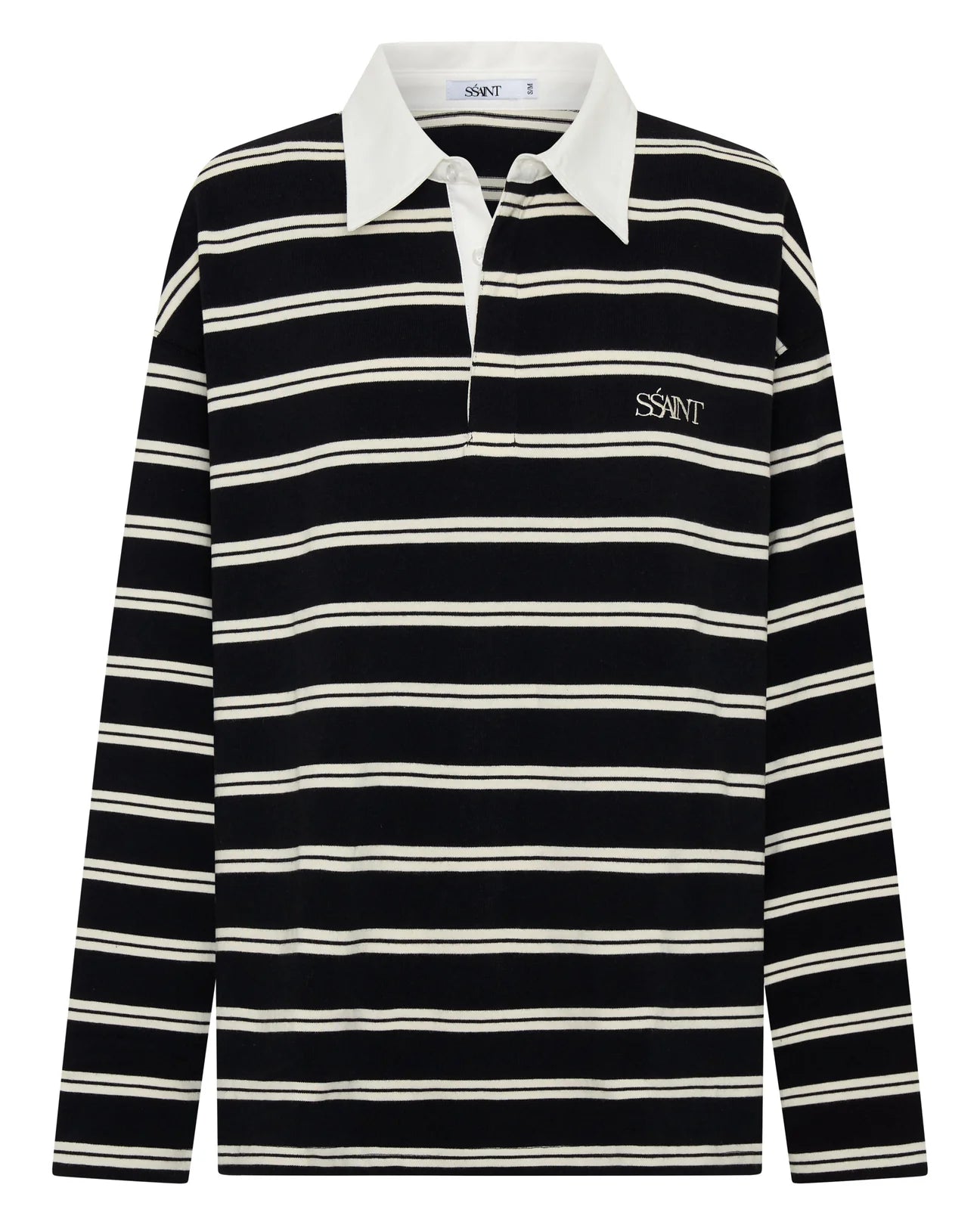 Dylan Rugby Polo — Black & White Stripe