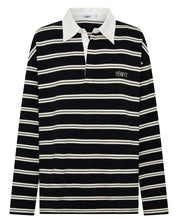 Dylan Rugby Polo — Black & White Stripe