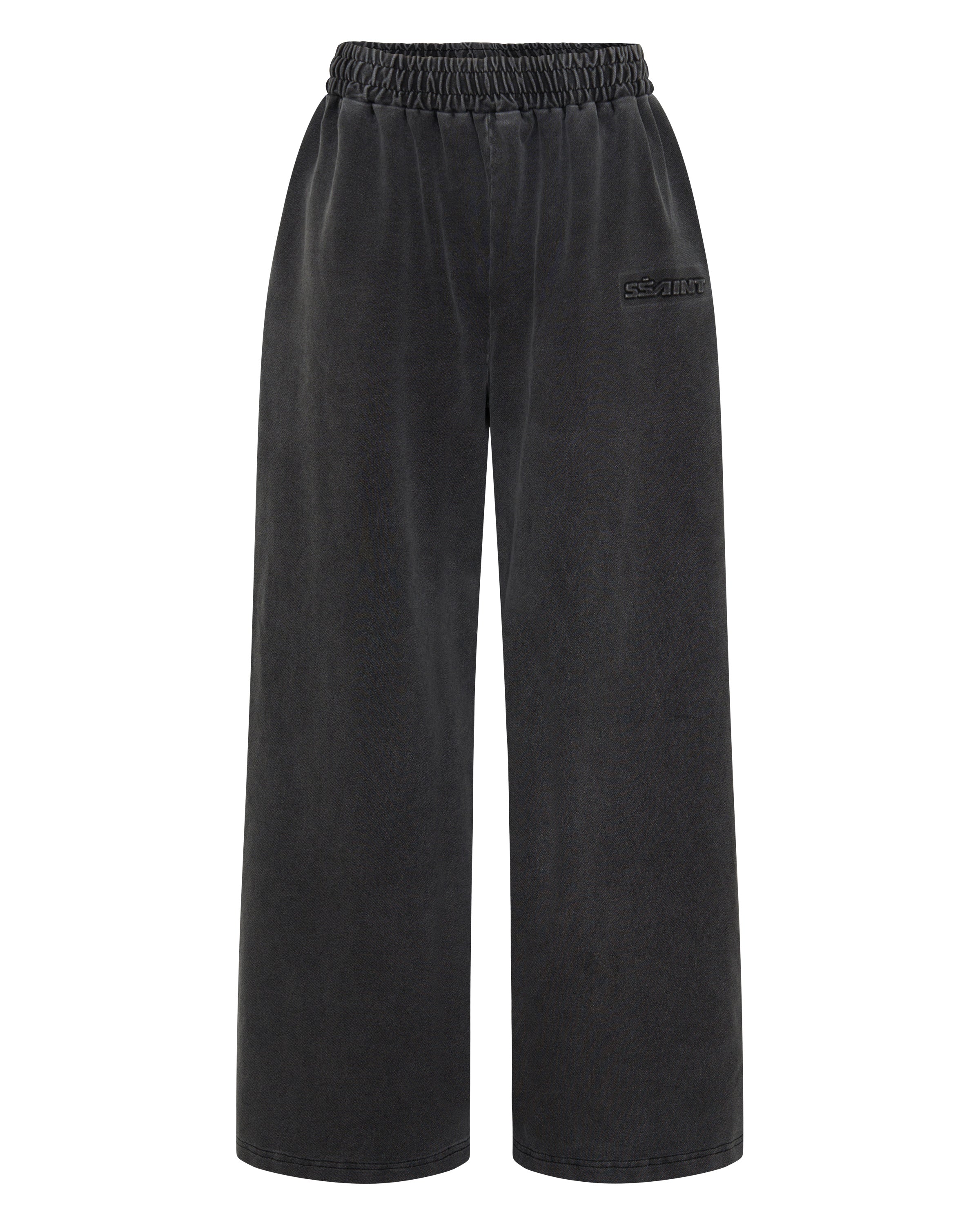 ŚSAINT Acid Wash Trackpant in charcoal with tonal branding detail