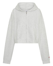 ŚSAINT Cropped Hoodie in grey with red embroidered logo detail