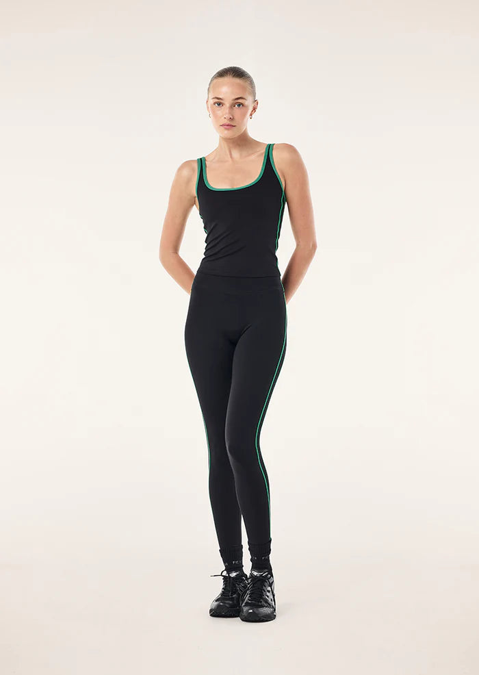 PE Nation Solis Scoop Tank in black & amazon, front view