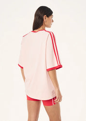P.E Nation Spinout Baseball Tee in Soft Pink - oversized organic cotton jersey with contrast binding - BACK VIEW