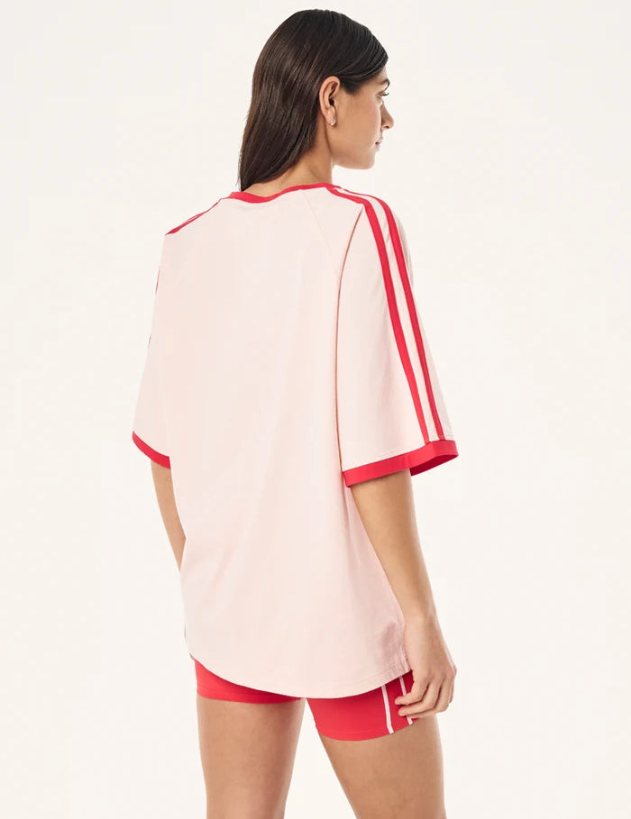 P.E Nation Spinout Baseball Tee in Soft Pink - oversized organic cotton jersey with contrast binding - BACK VIEW