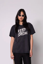 Something very special Washed Black Stacked Logo Tee