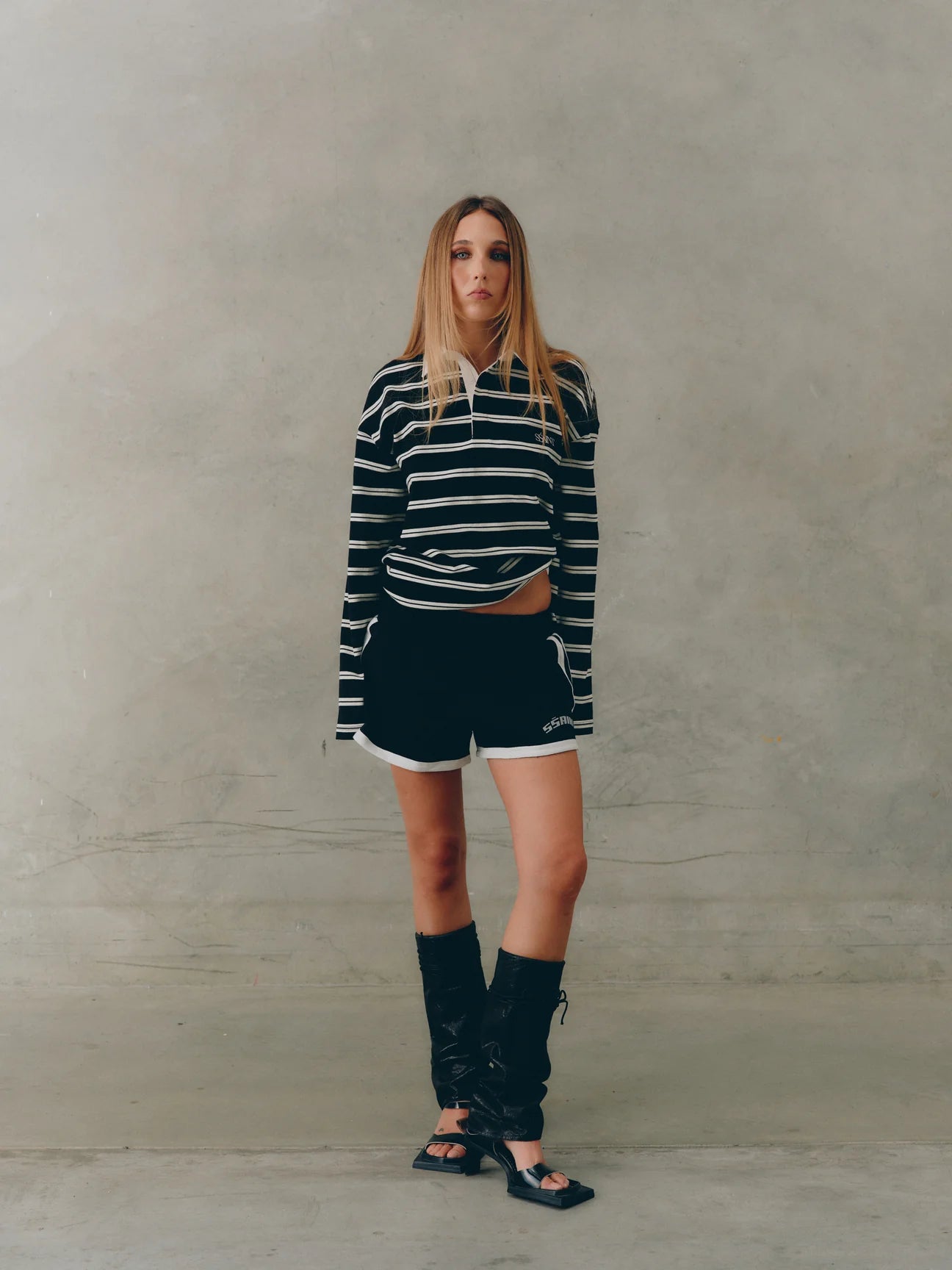 Dylan Rugby Polo — Black & White Stripe