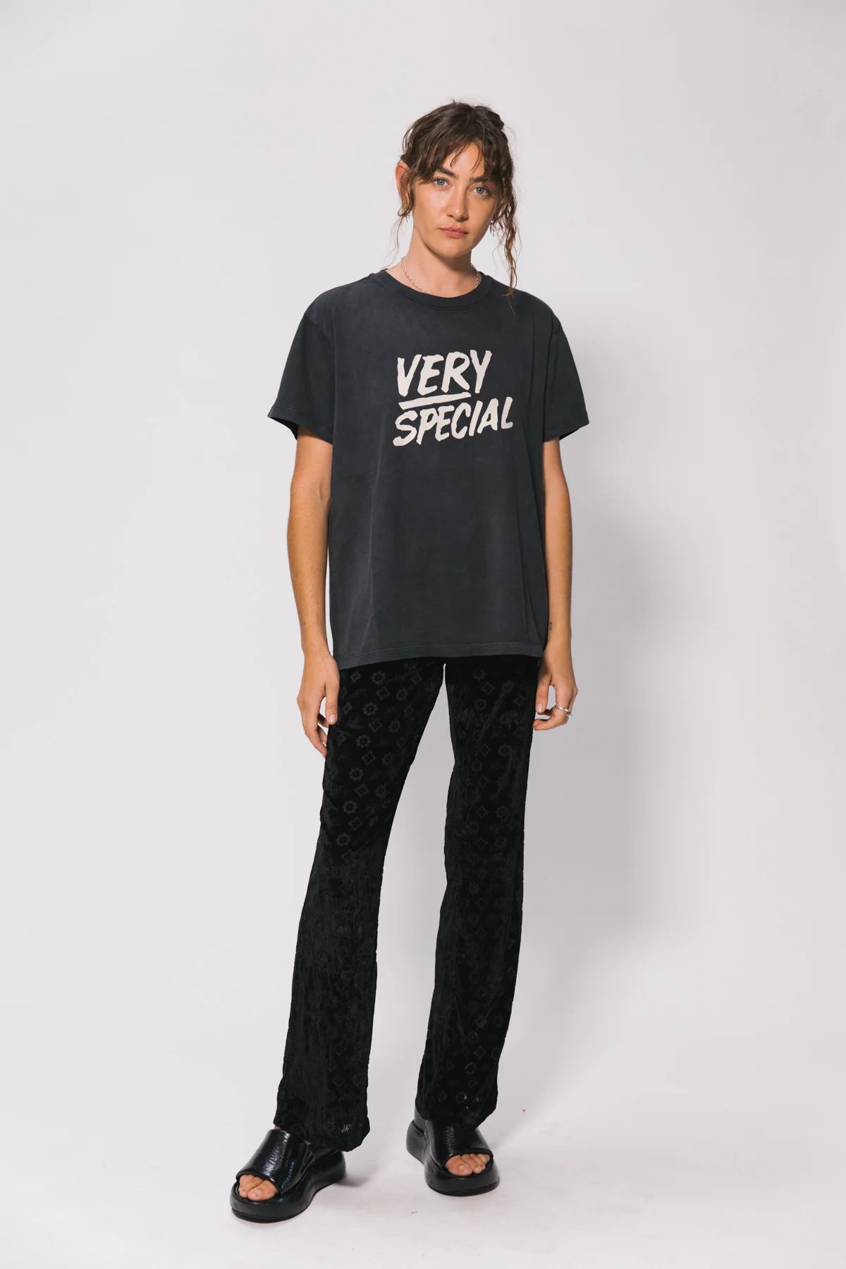 Something very special Washed Black Stacked Logo Tee