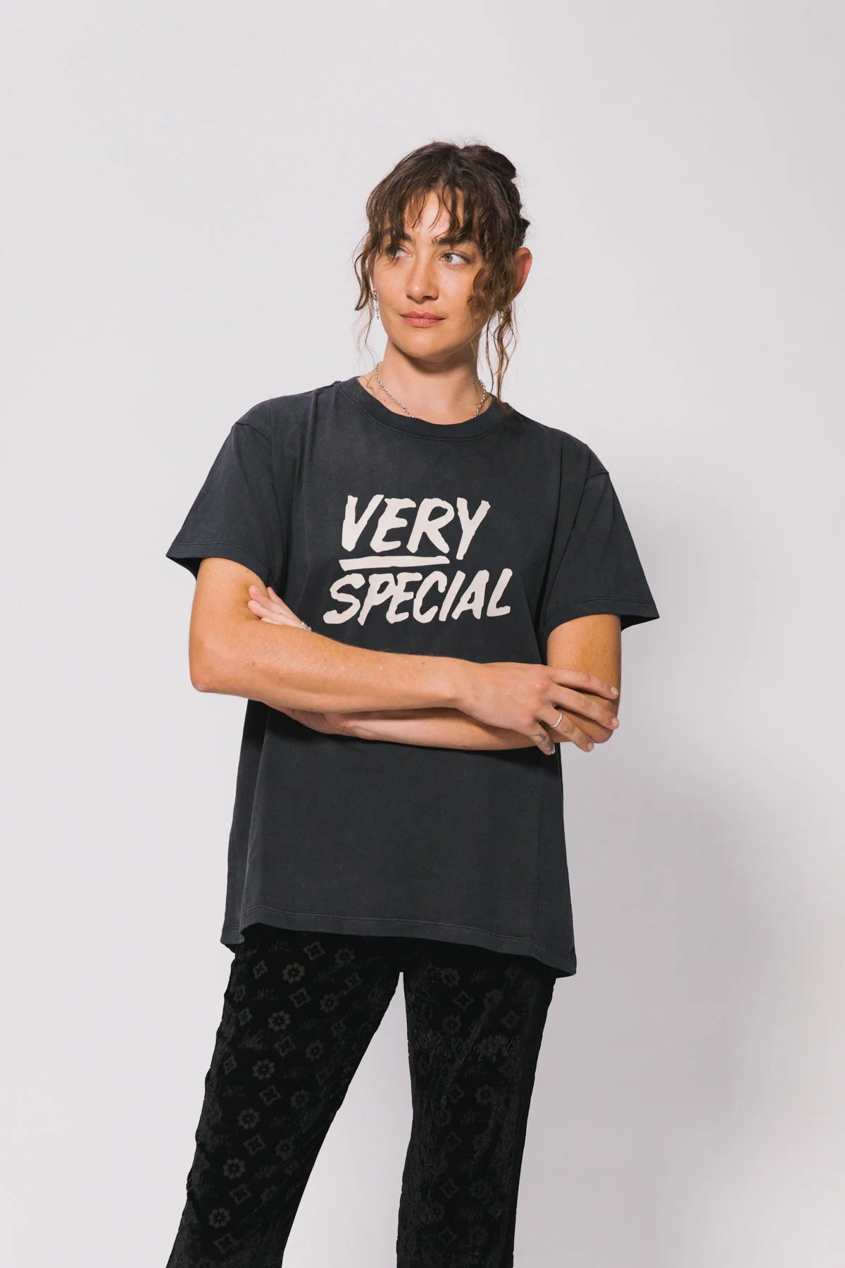 Something very special Washed Black Stacked Logo Tee